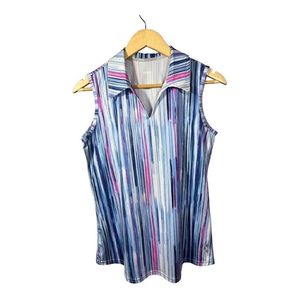JOFIT Women’s Sleeveless V-Neck Tennis/Athletic Top Blue/Pink Size Medium